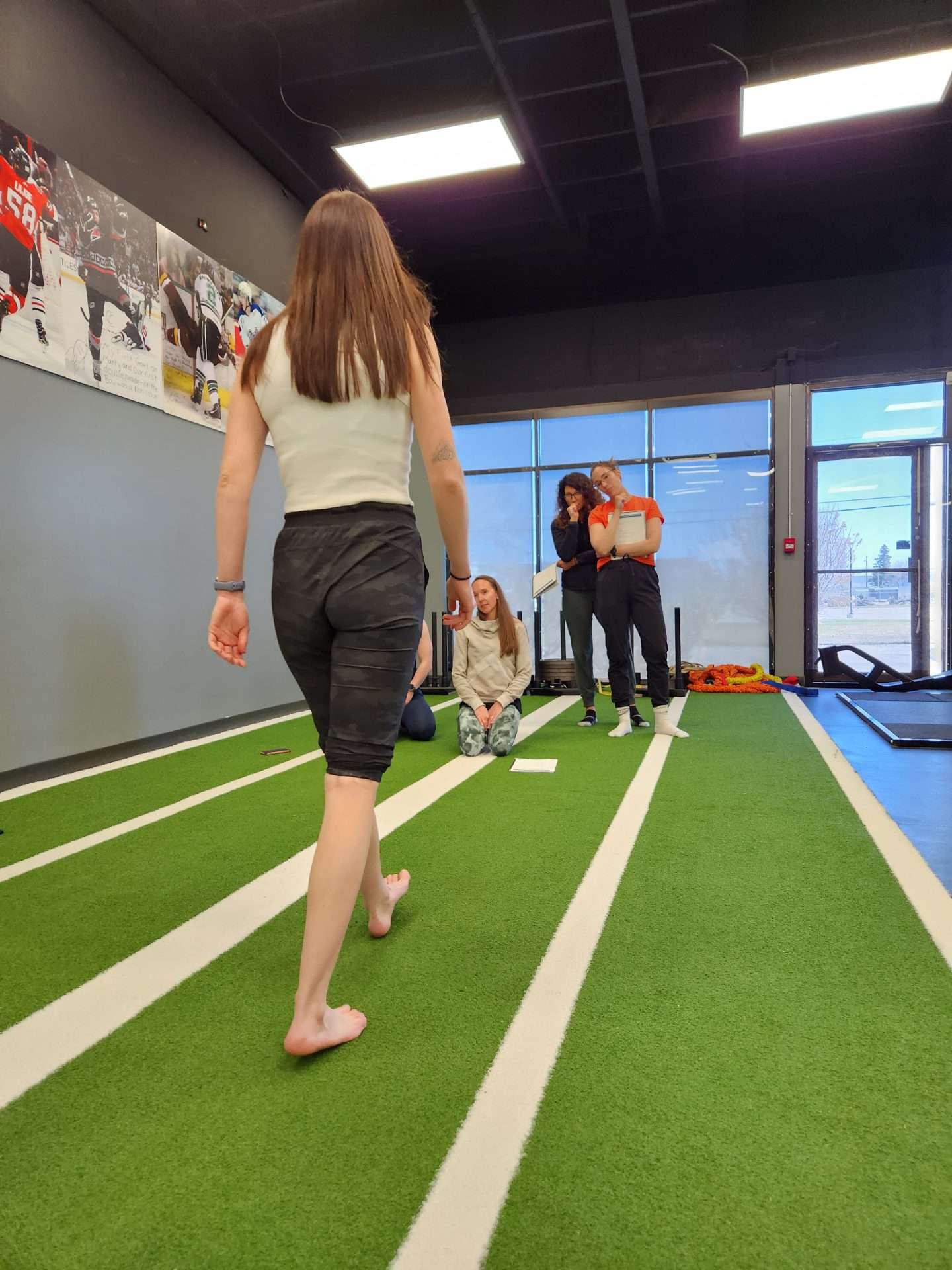Multiple women analyzing walking